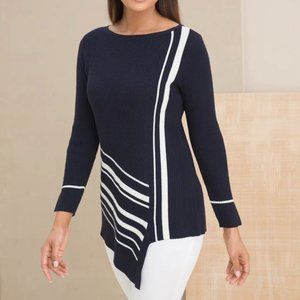 NWT Chicos Size 4(xxl 20)  Navy Sweater Tunic Asymmetrical Hem
